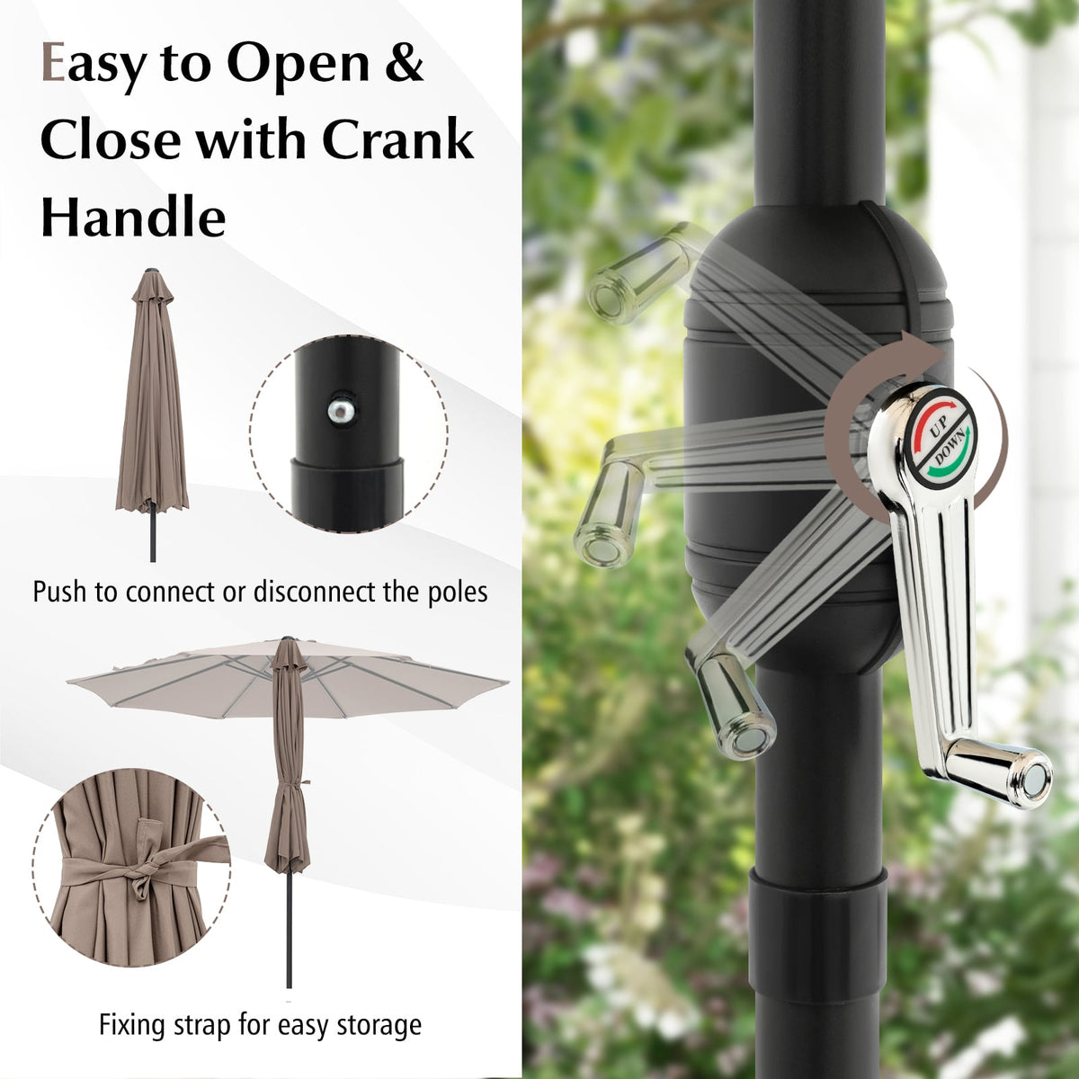 10 Feet Outdoor Patio Umbrella with Tilt Adjustment and Crank-Tan-Outdoor Umbrellas-DECOROLALA