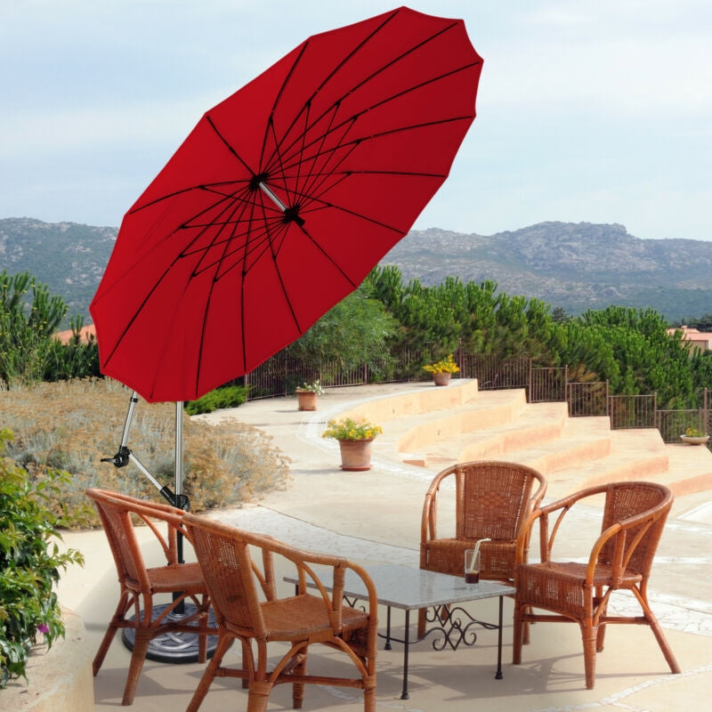 10 Feet Patio Offset Umbrella Market Hanging Umbrella for Backyard Poolside Lawn Garden-Burgundy-Outdoor Umbrellas-DECOROLALA