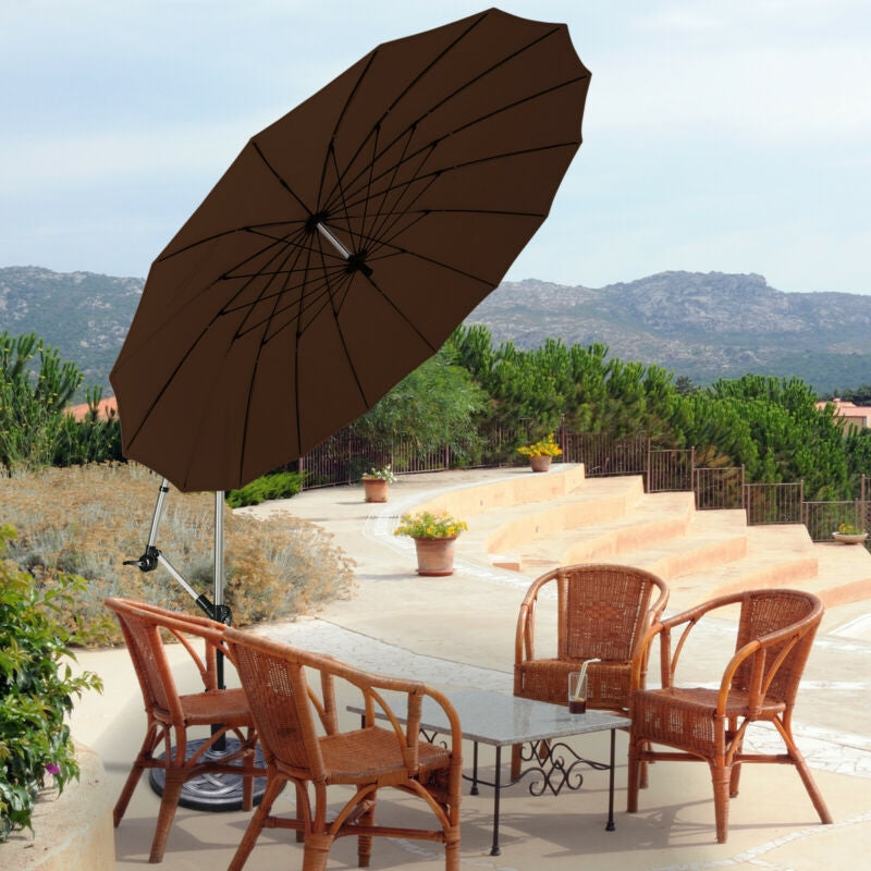 10 Feet Patio Offset Umbrella Market Hanging Umbrella for Backyard Poolside Lawn Garden-Tan-Outdoor Umbrellas-DECOROLALA