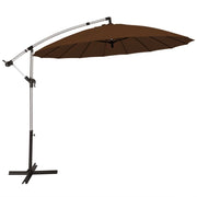 10 Feet Patio Offset Umbrella Market Hanging Umbrella for Backyard Poolside Lawn Garden-Tan-Outdoor Umbrellas-DECOROLALA