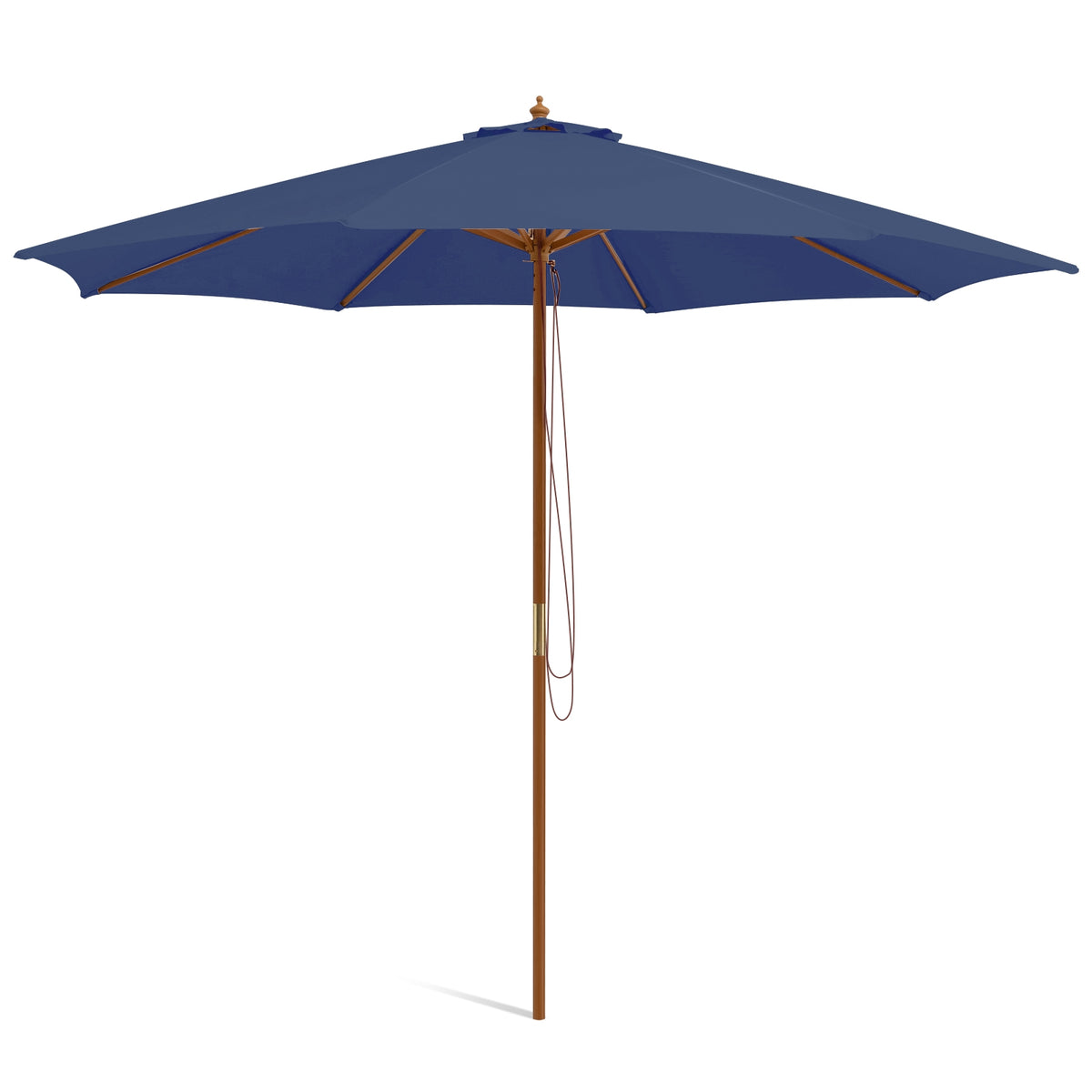 10 Feet Patio Umbrella with 8 Wooden Ribs and 3 Adjustable Heights-Navy-Outdoor Umbrellas-DECOROLALA