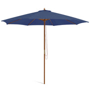 10 Feet Patio Umbrella with 8 Wooden Ribs and 3 Adjustable Heights-Navy-Outdoor Umbrellas-DECOROLALA