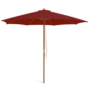 10 Feet Patio Umbrella with 8 Wooden Ribs and 3 Adjustable Heights-Wine-Outdoor Umbrellas-DECOROLALA