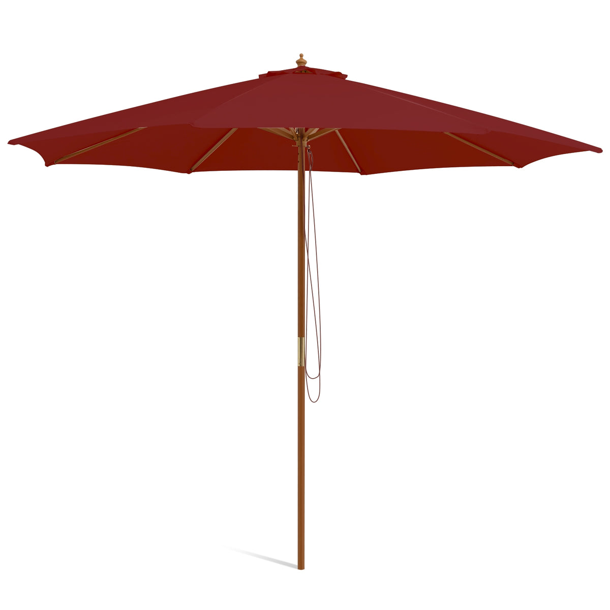 10 Feet Patio Umbrella with 8 Wooden Ribs and 3 Adjustable Heights-Wine-Outdoor Umbrellas-DECOROLALA