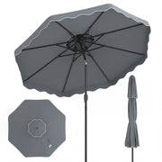 10 Feet Patio Umbrella with Push Button Tilt and Crank-Gray-Outdoor Umbrellas-DECOROLALA