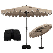 10 Feet Patio Umbrella with Weighted Base and Sandbags-Brown-Outdoor Umbrellas-DECOROLALA