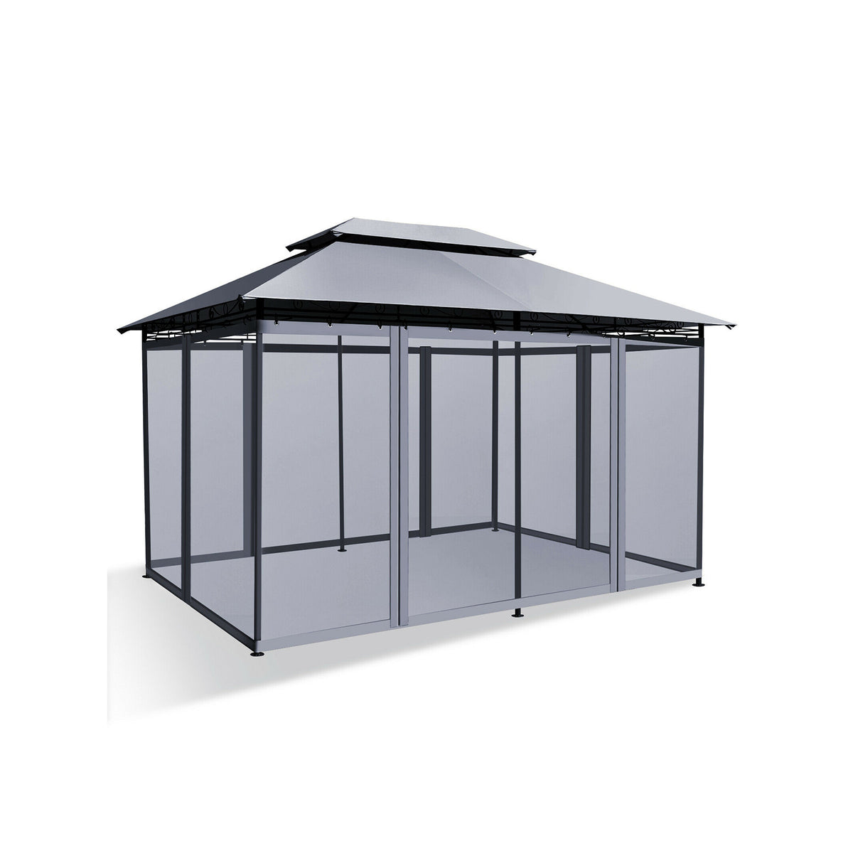 10 Feet x 13 Feet Tent Canopy Shelter with Removable Netting Sidewall-Gray-Gazebos-DECOROLALA