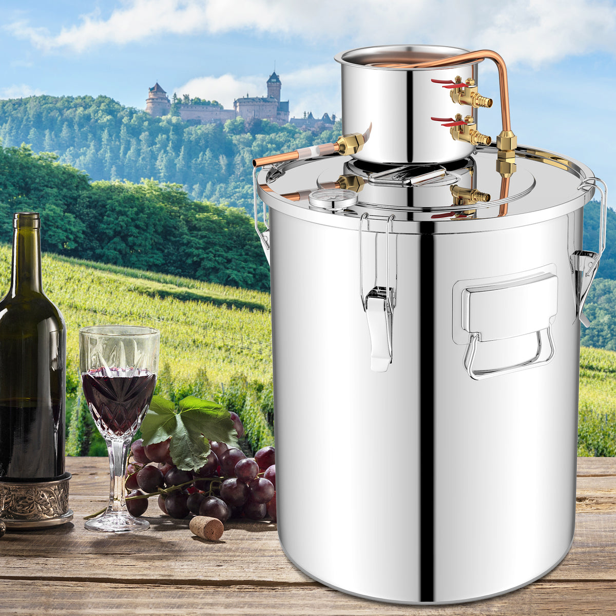 10 Gal 40 L Water Alcohol Distiller with 2 Stainless Steel Pots-10 Gal-Juicers & Coffee Machines-DECOROLALA