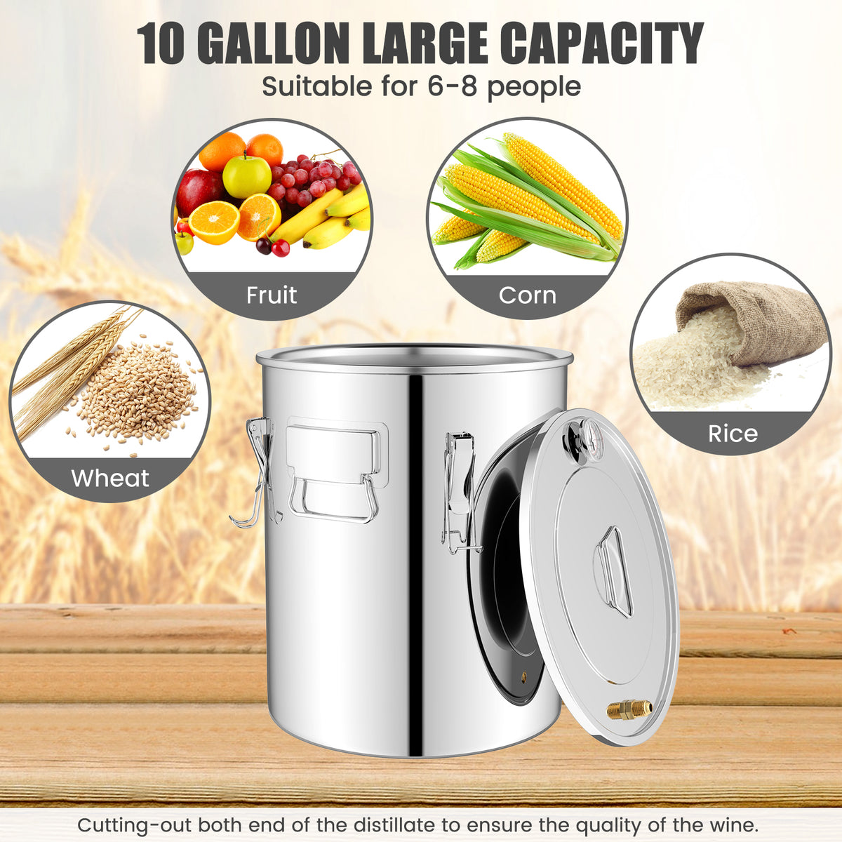 10 Gal 40 L Water Alcohol Distiller with 2 Stainless Steel Pots-10 Gal-Juicers & Coffee Machines-DECOROLALA