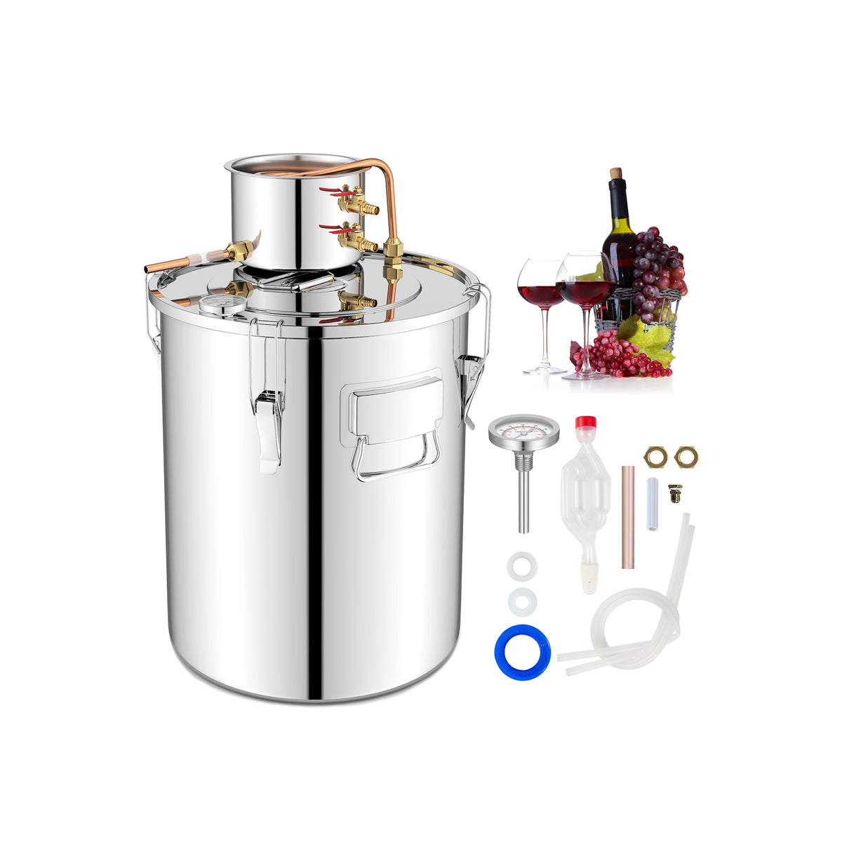 10 Gal 40 L Water Alcohol Distiller with 2 Stainless Steel Pots-10 Gal-Juicers & Coffee Machines-DECOROLALA