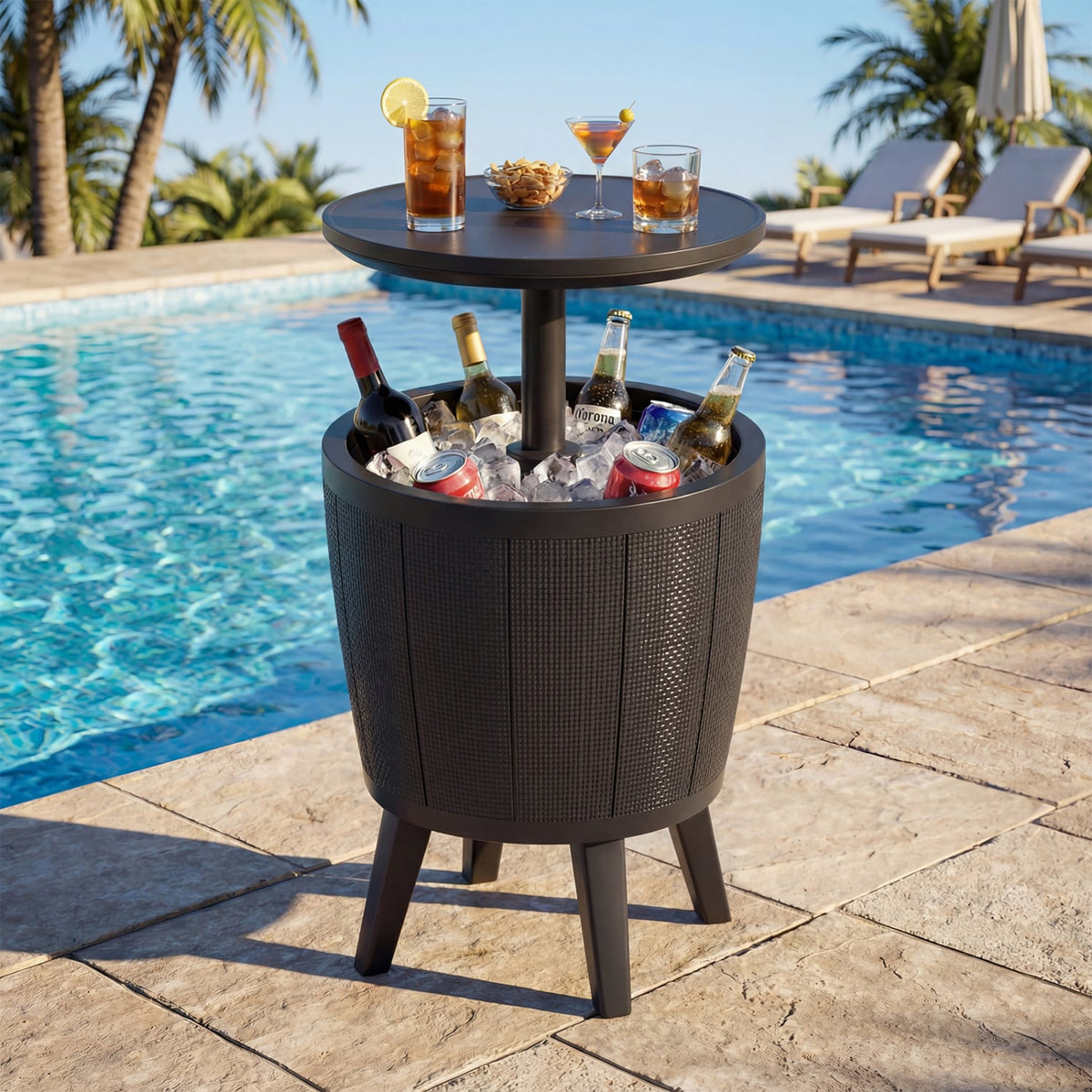10 Gallon Beer and Wine Cooler with Lift-Top and Drainage Plug-Black-Coolers-DECOROLALA