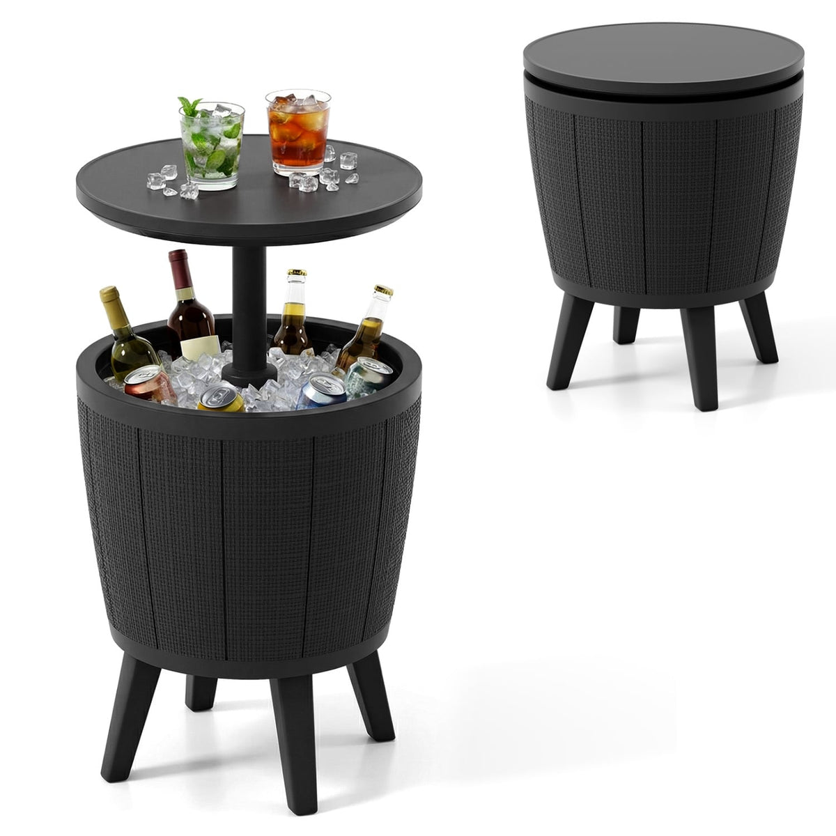 10 Gallon Beer and Wine Cooler with Lift-Top and Drainage Plug-Black-Coolers-DECOROLALA