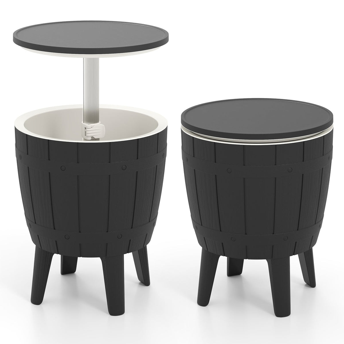 10 Gallon Cooler Bar Table Outdoor Coffee Table Ice Bucket with Telescopic Tabletop for Beer and Wine-Black-Coolers-DECOROLALA