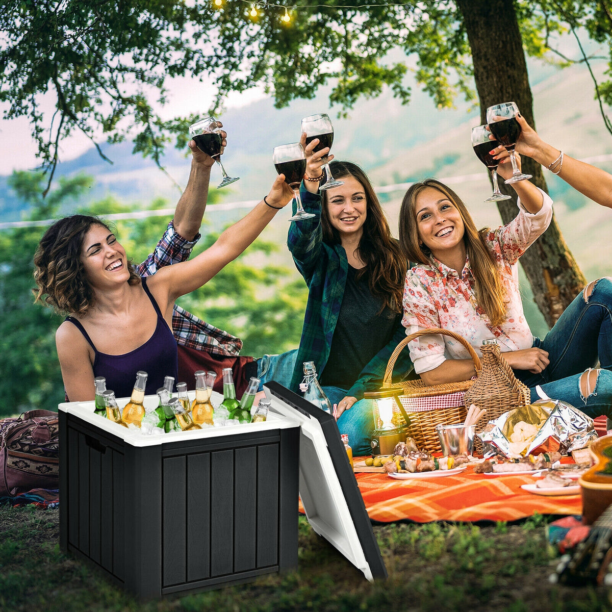 10 Gallon Storage Cooler for Picnic and Outdoor Activities-Black-Coolers-DECOROLALA