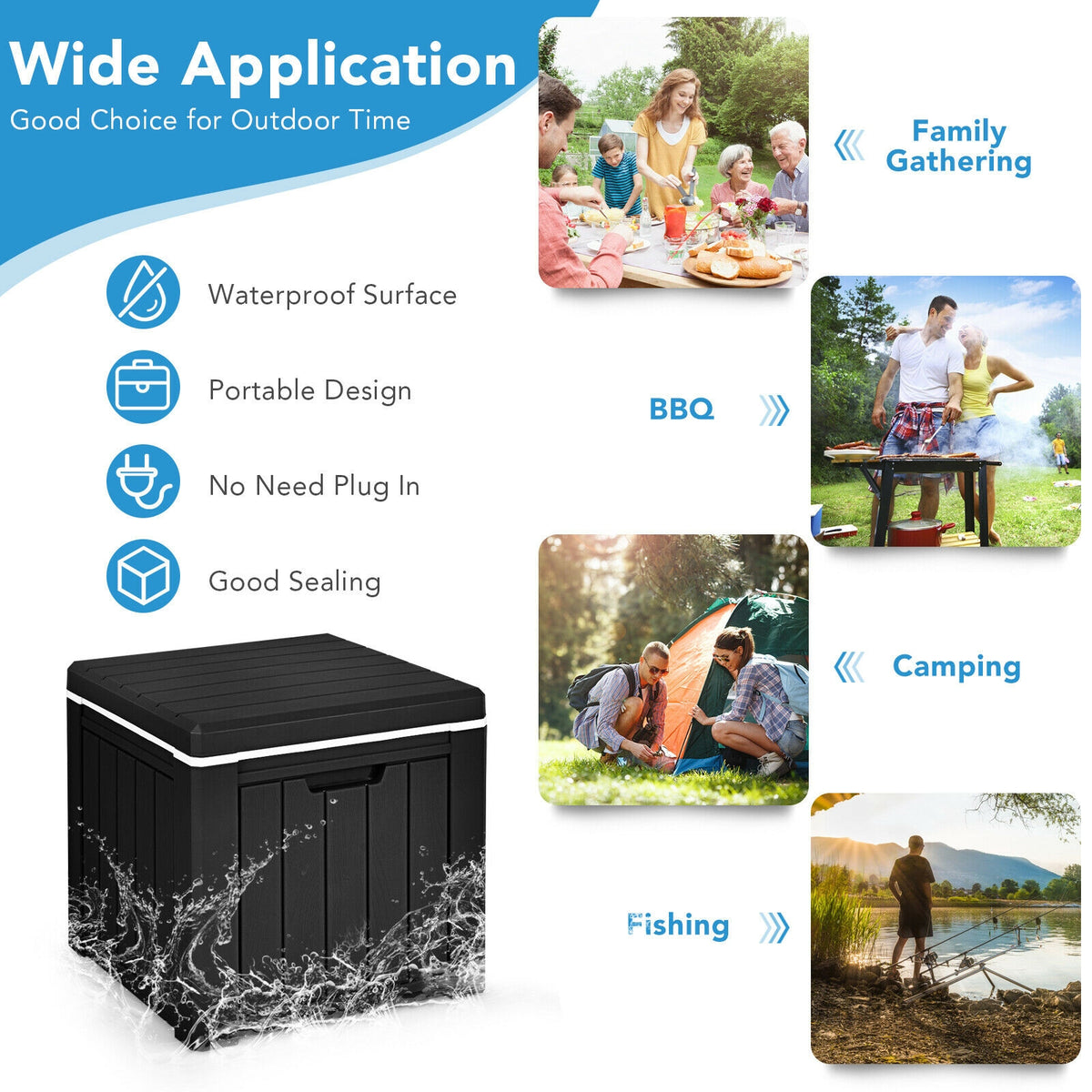 10 Gallon Storage Cooler for Picnic and Outdoor Activities-Black-Coolers-DECOROLALA