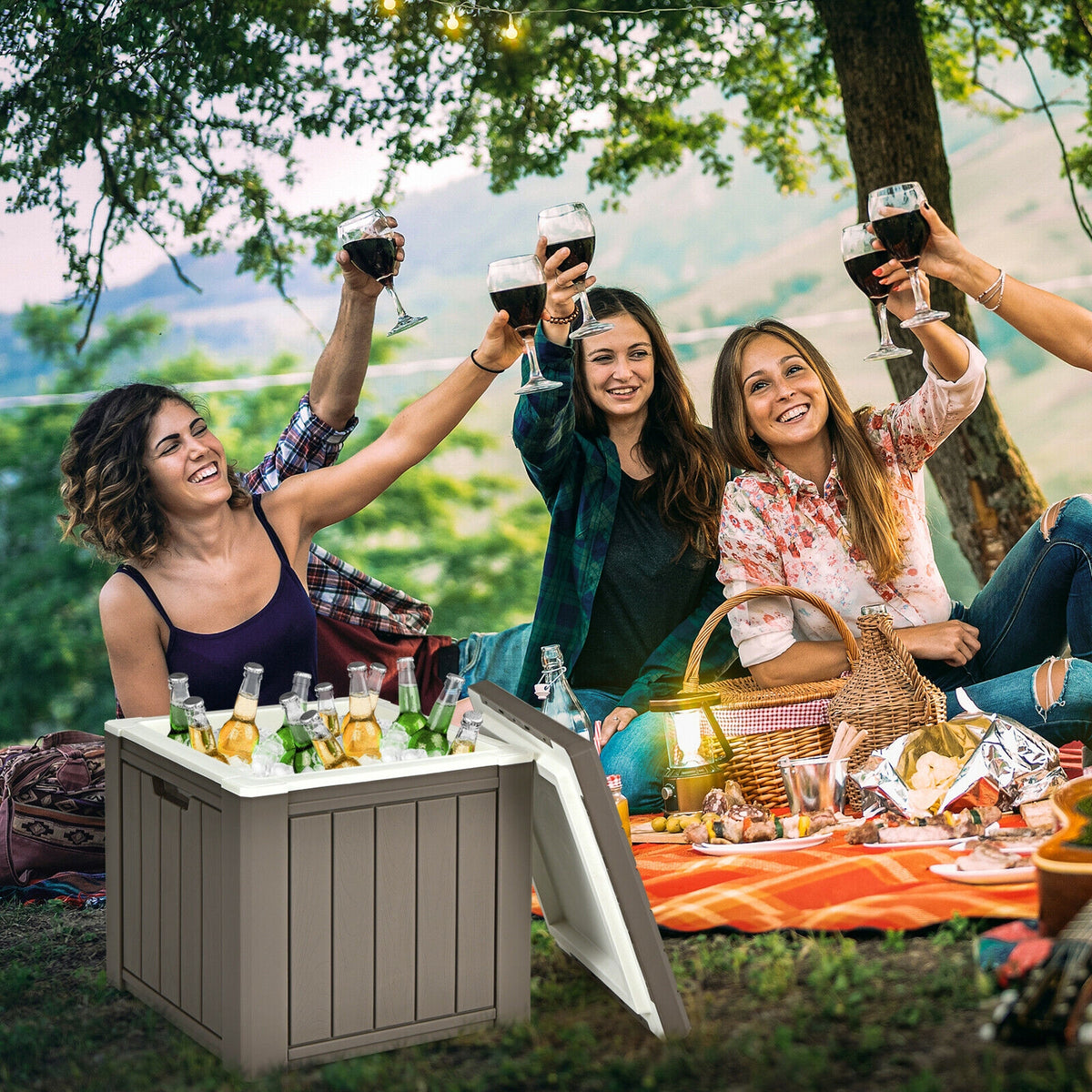 10 Gallon Storage Cooler for Picnic and Outdoor Activities-Brown-Coolers-DECOROLALA
