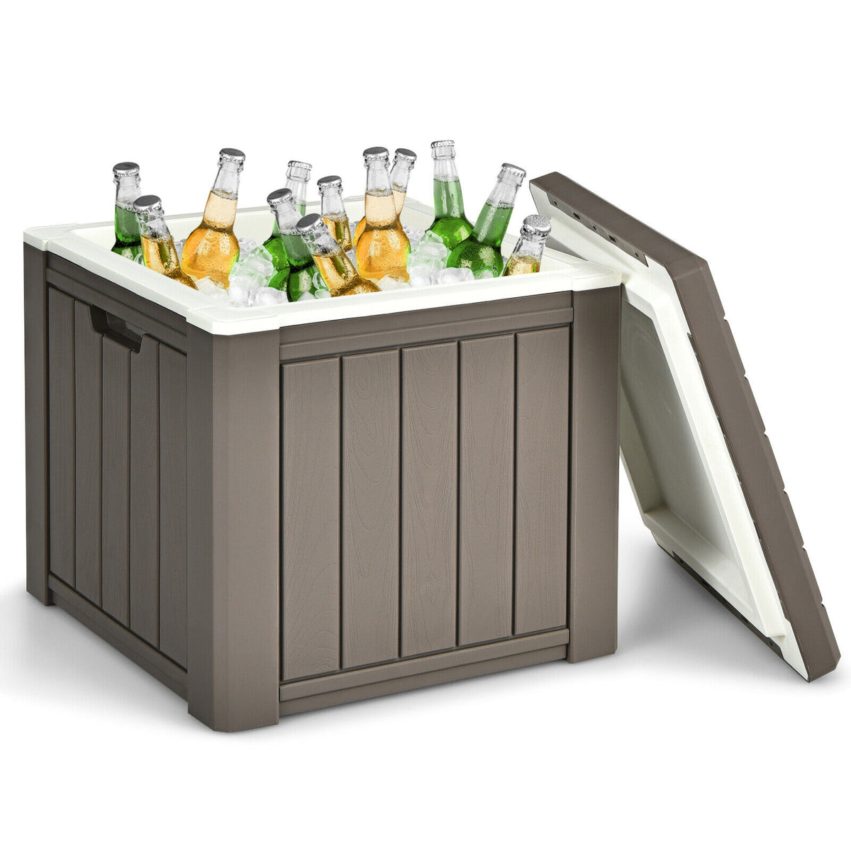 10 Gallon Storage Cooler for Picnic and Outdoor Activities-Brown-Coolers-DECOROLALA