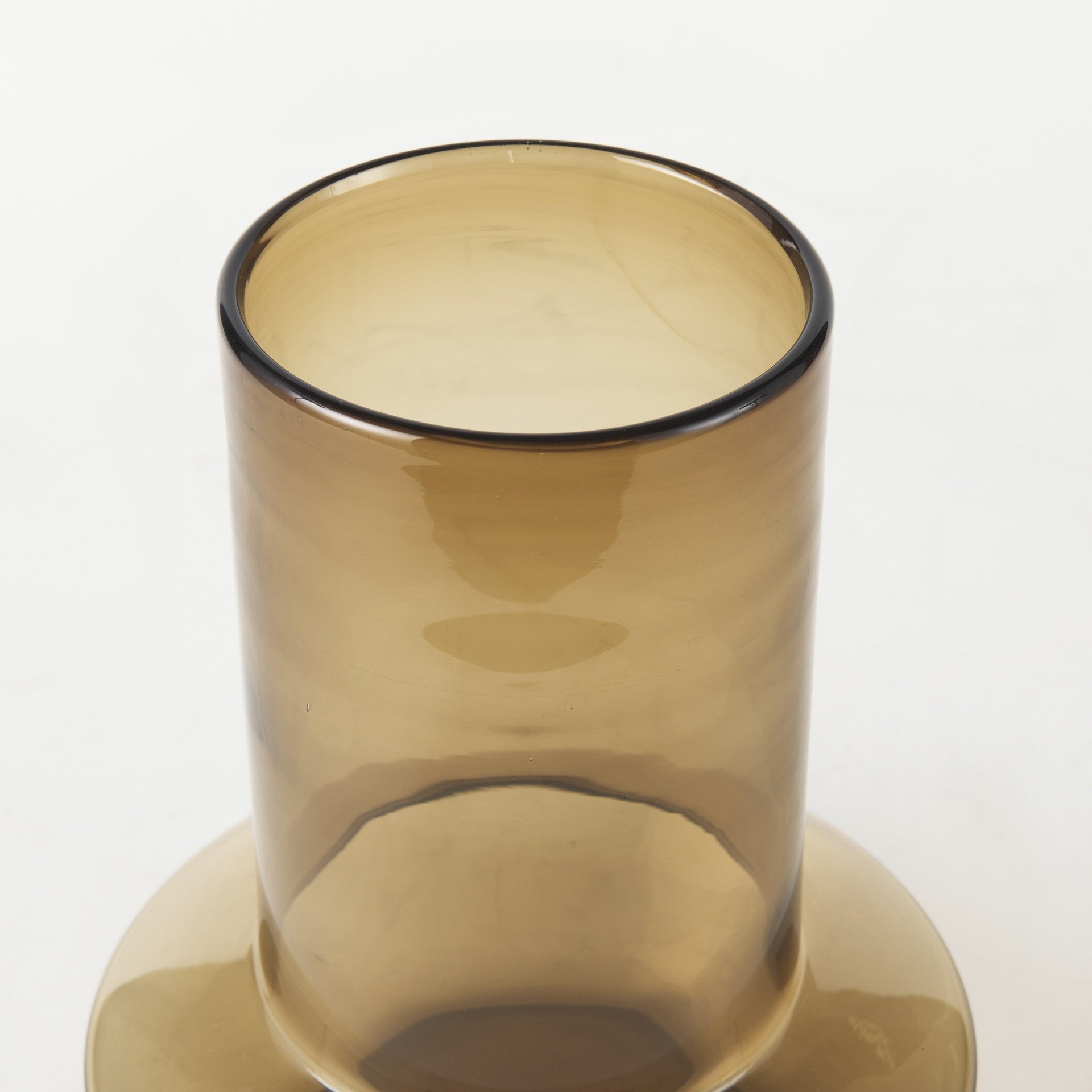 10" Golden Brown Abstract Cylinder Crystal Glass Table Vase-Vases-DECOROLALA