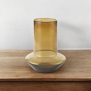 10" Golden Brown Abstract Cylinder Crystal Glass Table Vase-Vases-DECOROLALA