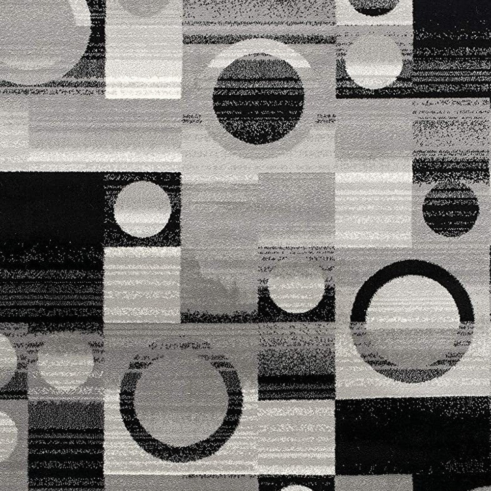 10' Gray Abstract Power Loom Runner Rug-Area Rugs-DECOROLALA