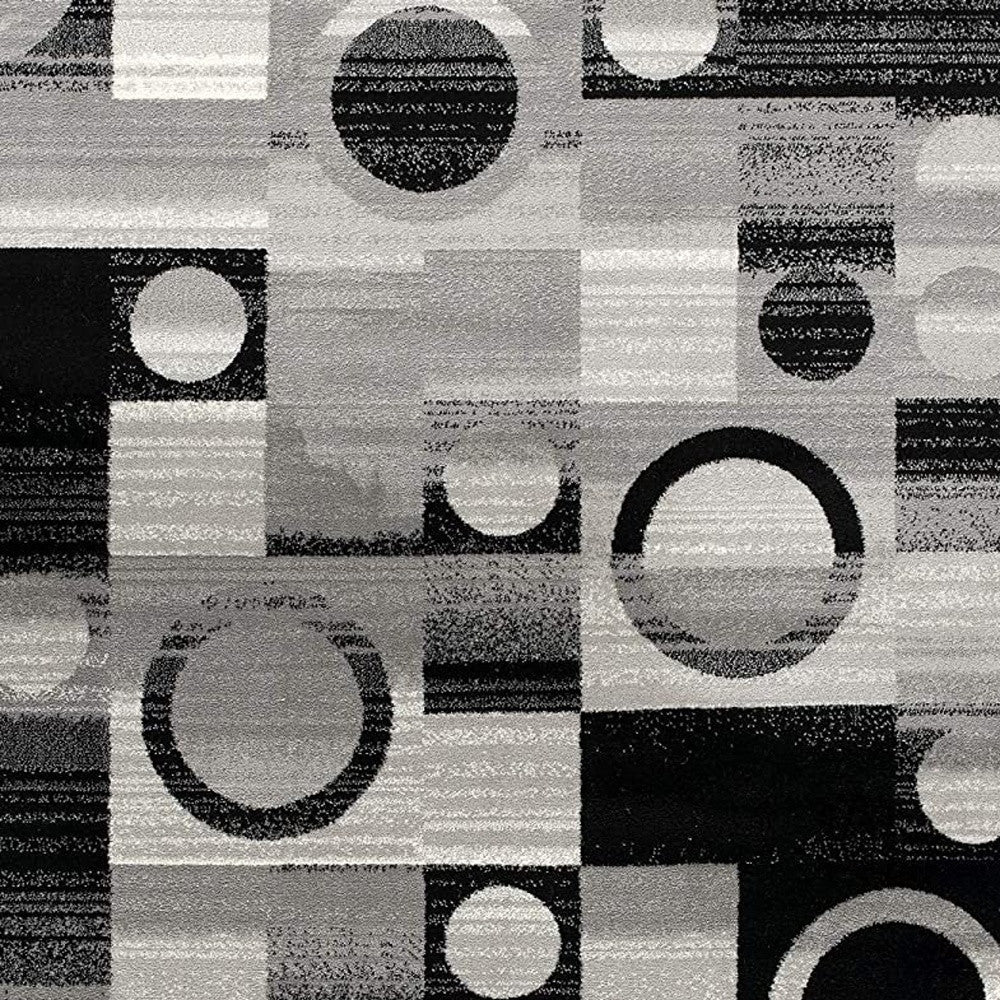 10' Gray Abstract Power Loom Runner Rug-Area Rugs-DECOROLALA