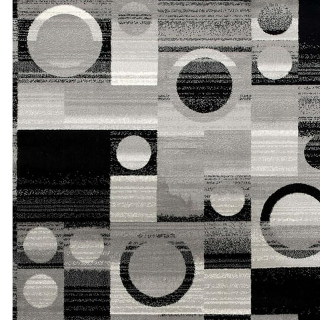 10' Gray Abstract Power Loom Runner Rug-Area Rugs-DECOROLALA