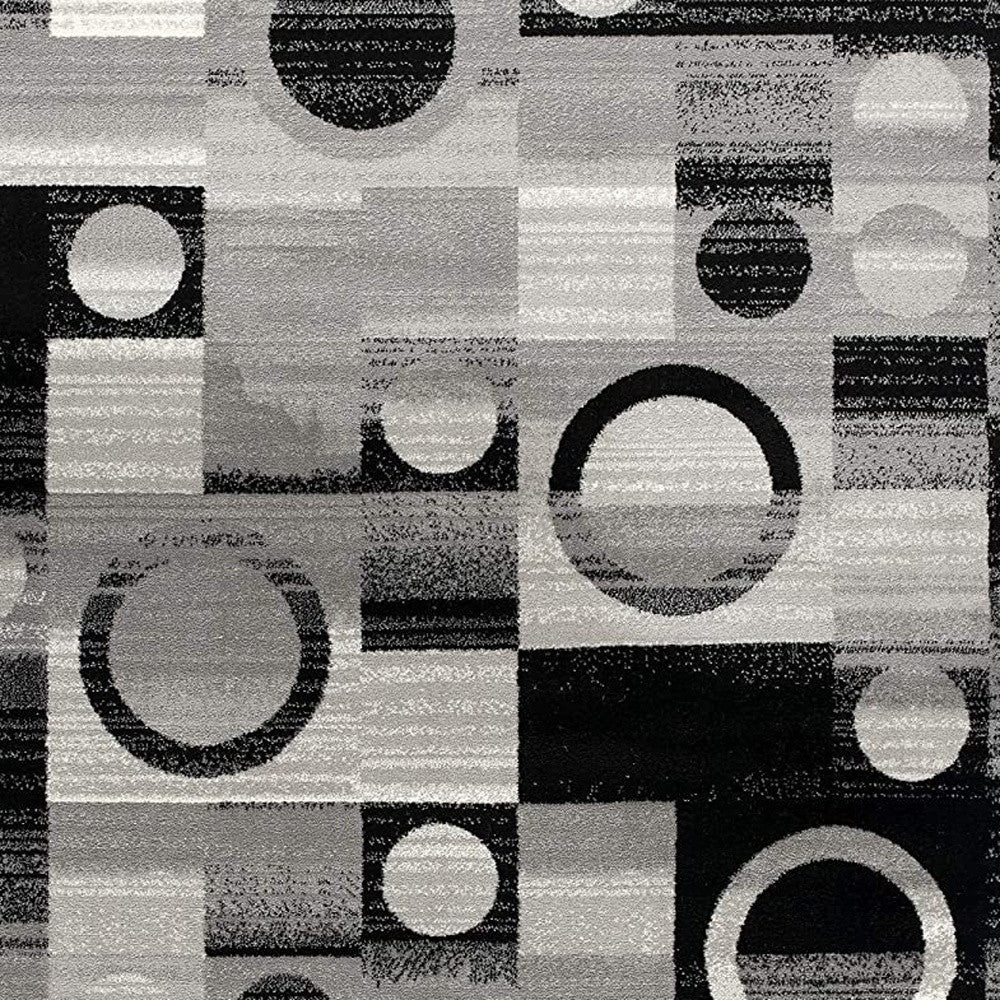 10' Gray Abstract Power Loom Runner Rug-Area Rugs-DECOROLALA