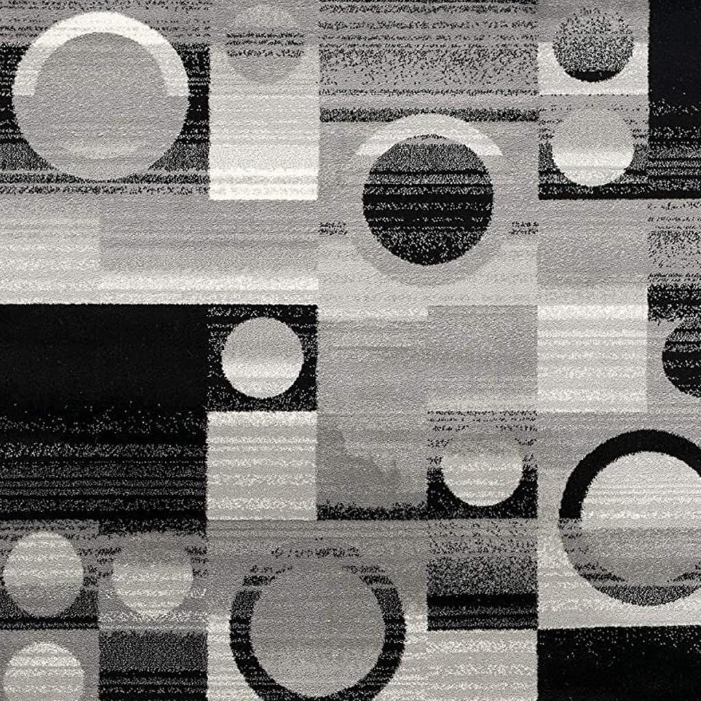 10' Gray Abstract Power Loom Runner Rug-Area Rugs-DECOROLALA