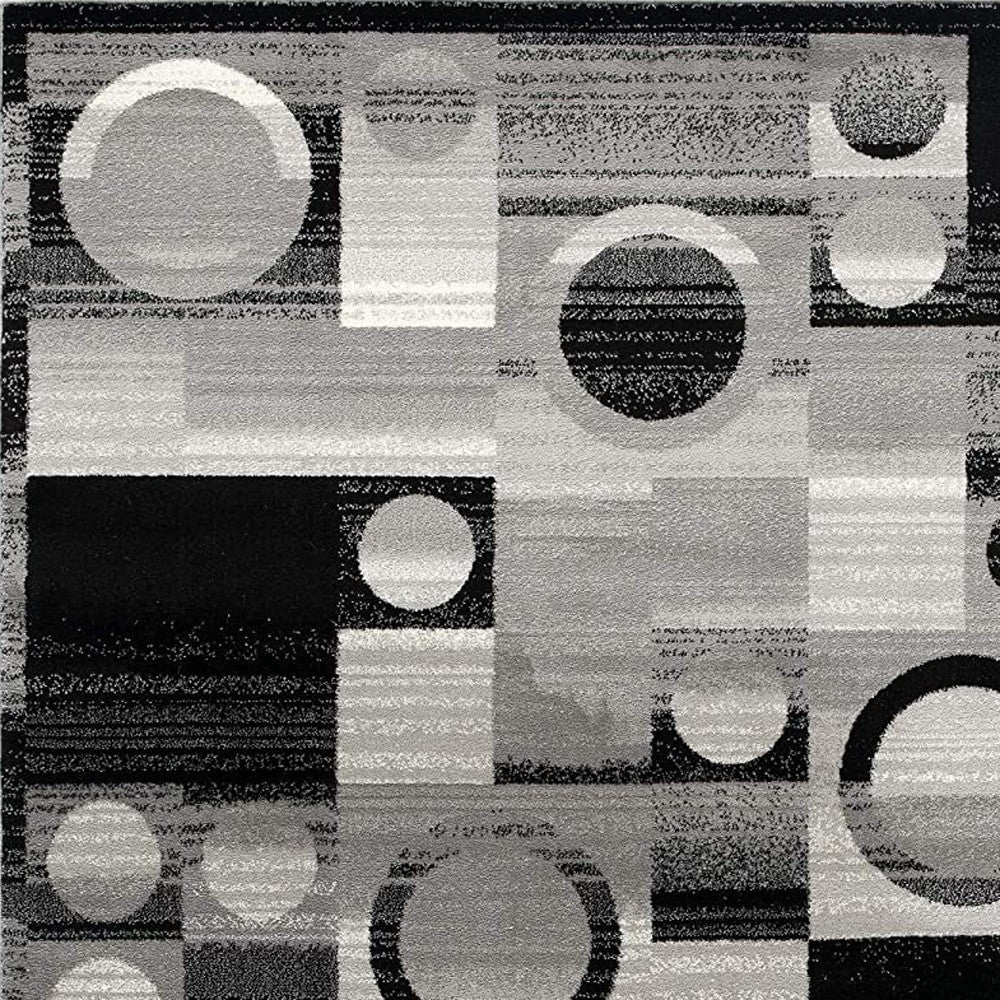 10' Gray Abstract Power Loom Runner Rug-Area Rugs-DECOROLALA