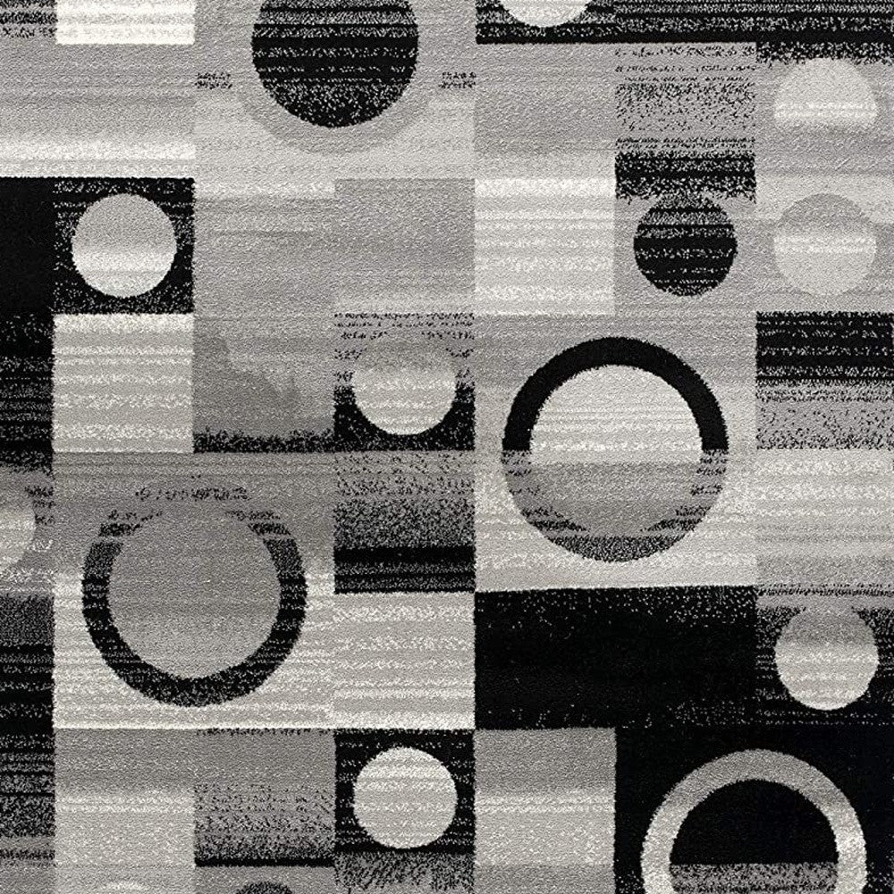 10' Gray Abstract Power Loom Runner Rug-Area Rugs-DECOROLALA