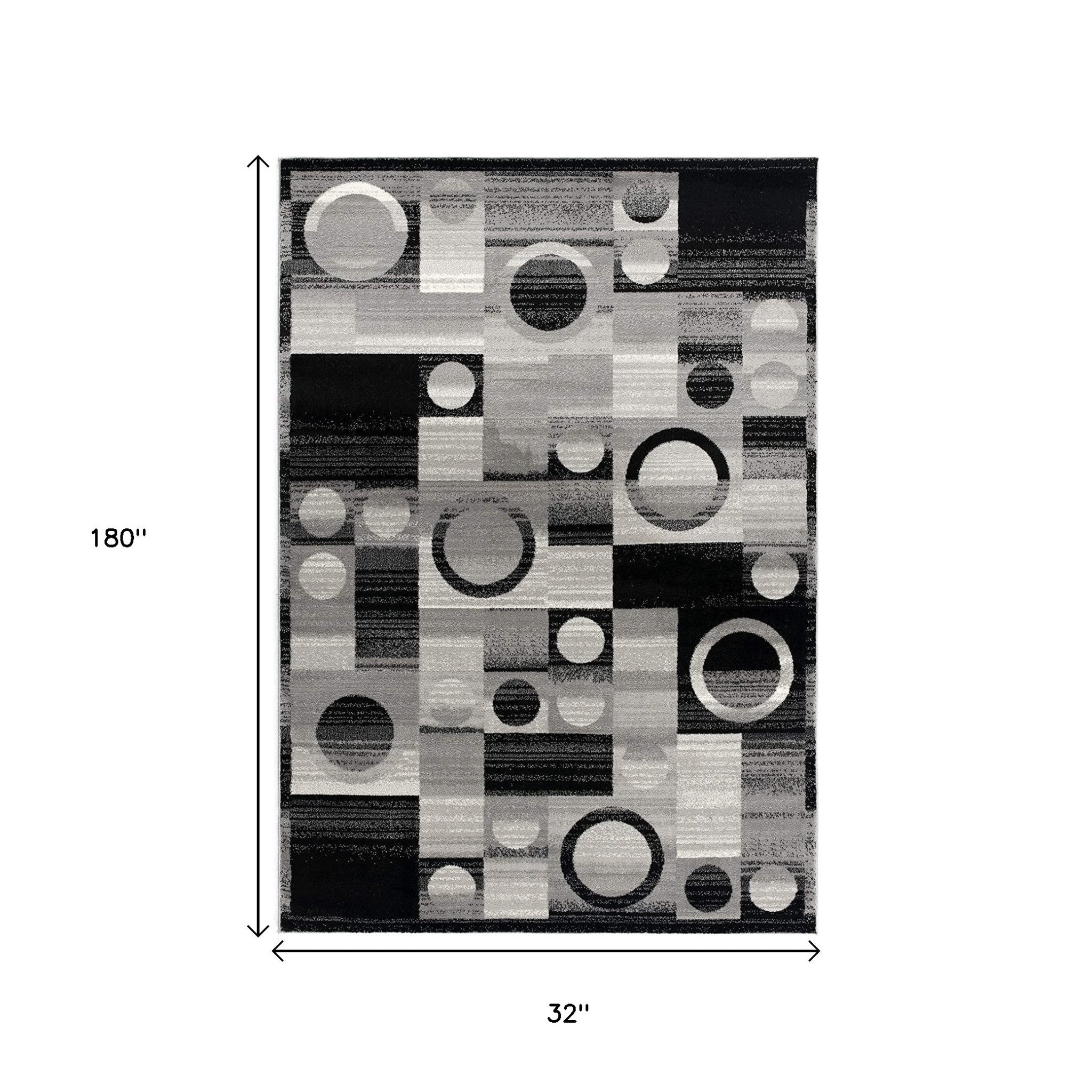 10' Gray Abstract Power Loom Runner Rug-Area Rugs-DECOROLALA