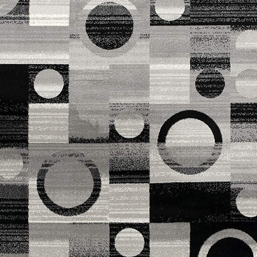 10' Gray Abstract Power Loom Runner Rug-Area Rugs-DECOROLALA