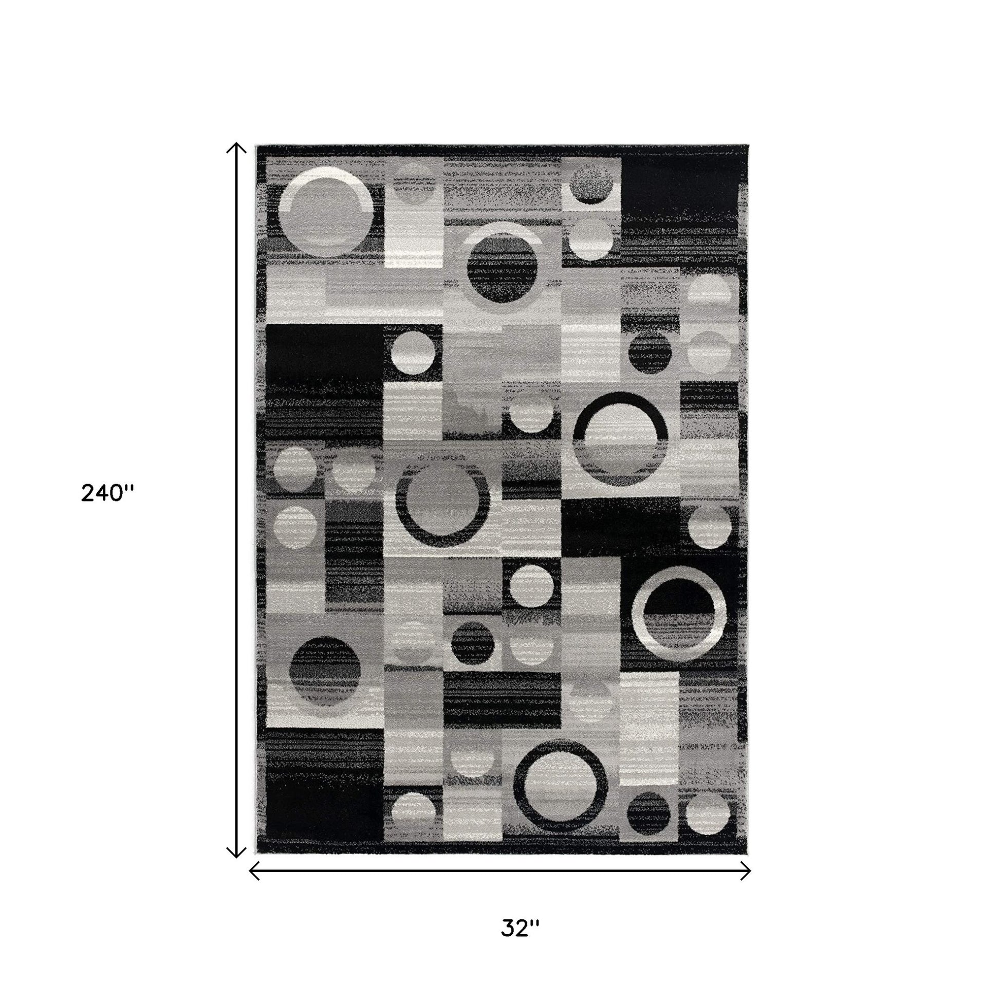 10' Gray Abstract Power Loom Runner Rug-Area Rugs-DECOROLALA