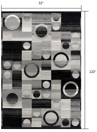 10' Gray Abstract Power Loom Runner Rug-Area Rugs-DECOROLALA