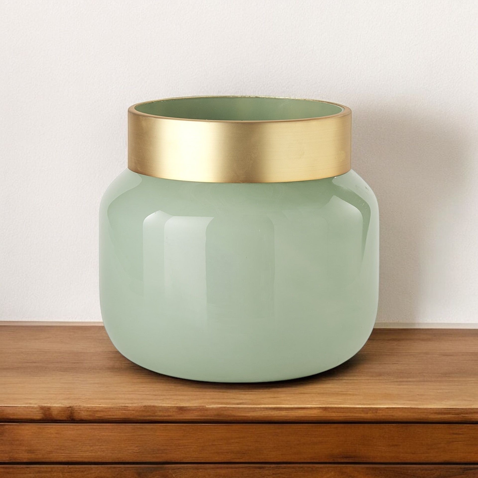 10" Green Abstract Cylinder Crystal Glass Table Vase-Vases-DECOROLALA