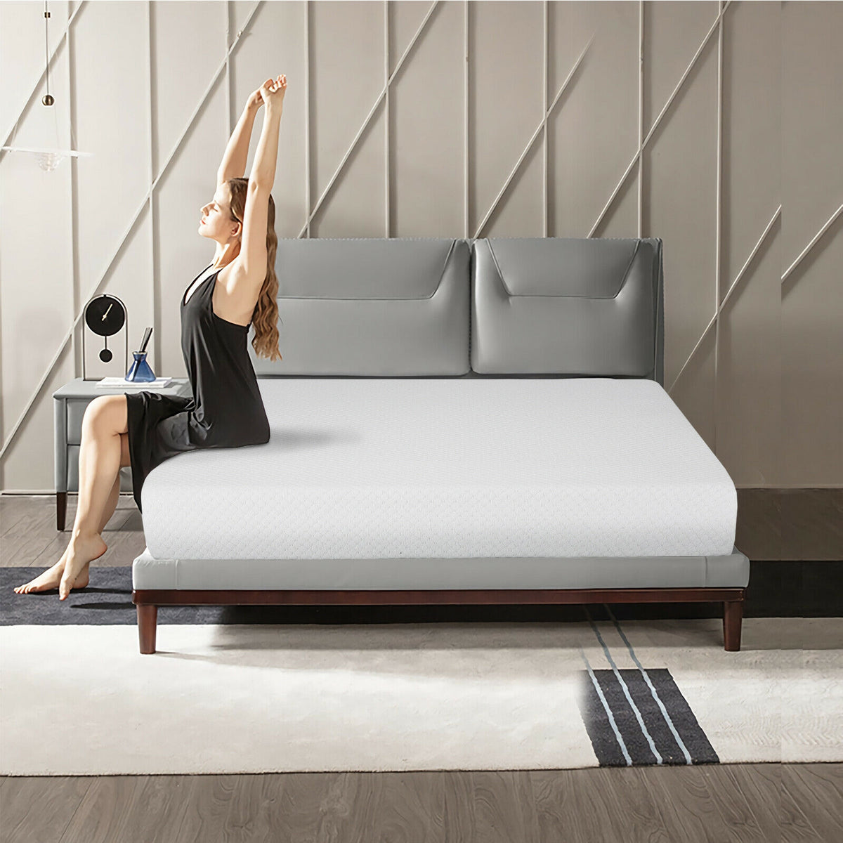 10 Inch Air Foam Pressure Relief Bed Mattress with Jacquard Soft Cover-Full Size-Mattresses-DECOROLALA