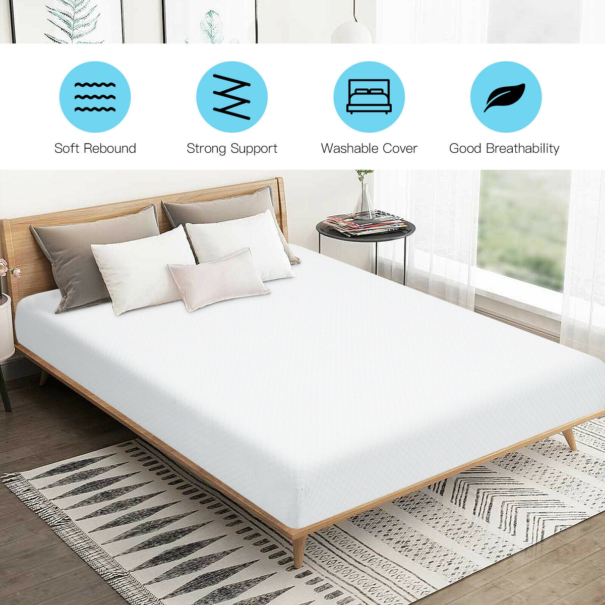10 Inch Air Foam Pressure Relief Bed Mattress with Jacquard Soft Cover-Full Size-Mattresses-DECOROLALA
