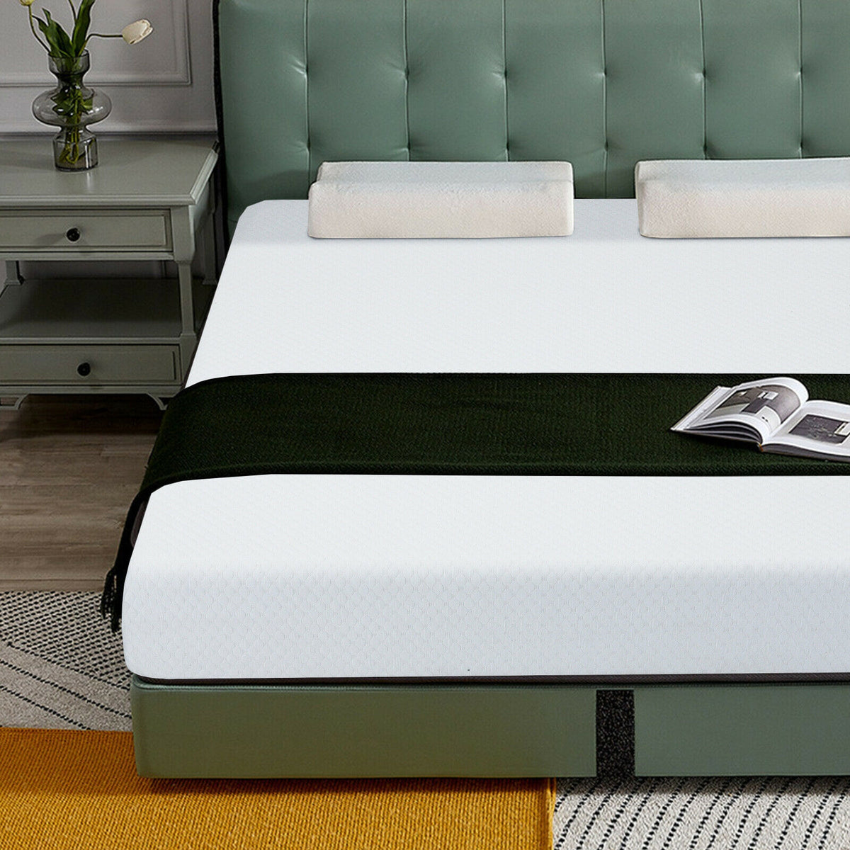 10 Inch Air Foam Pressure Relief Bed Mattress with Jacquard Soft Cover-King Size-Mattresses-DECOROLALA