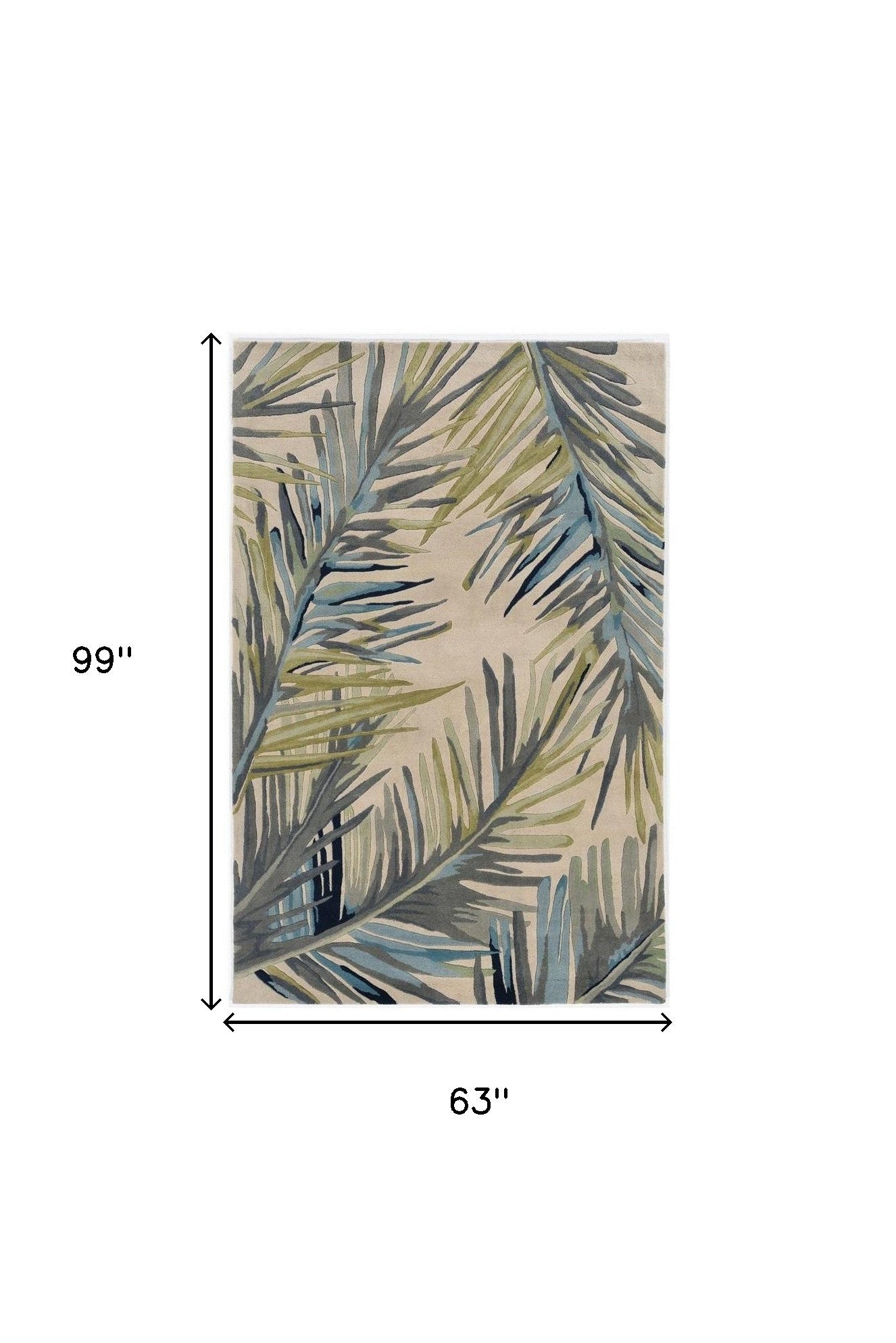 10' Ivory Blue And Green Wool Tropical Botanical Hand Tufted Runner Rug-Area Rugs-DECOROLALA