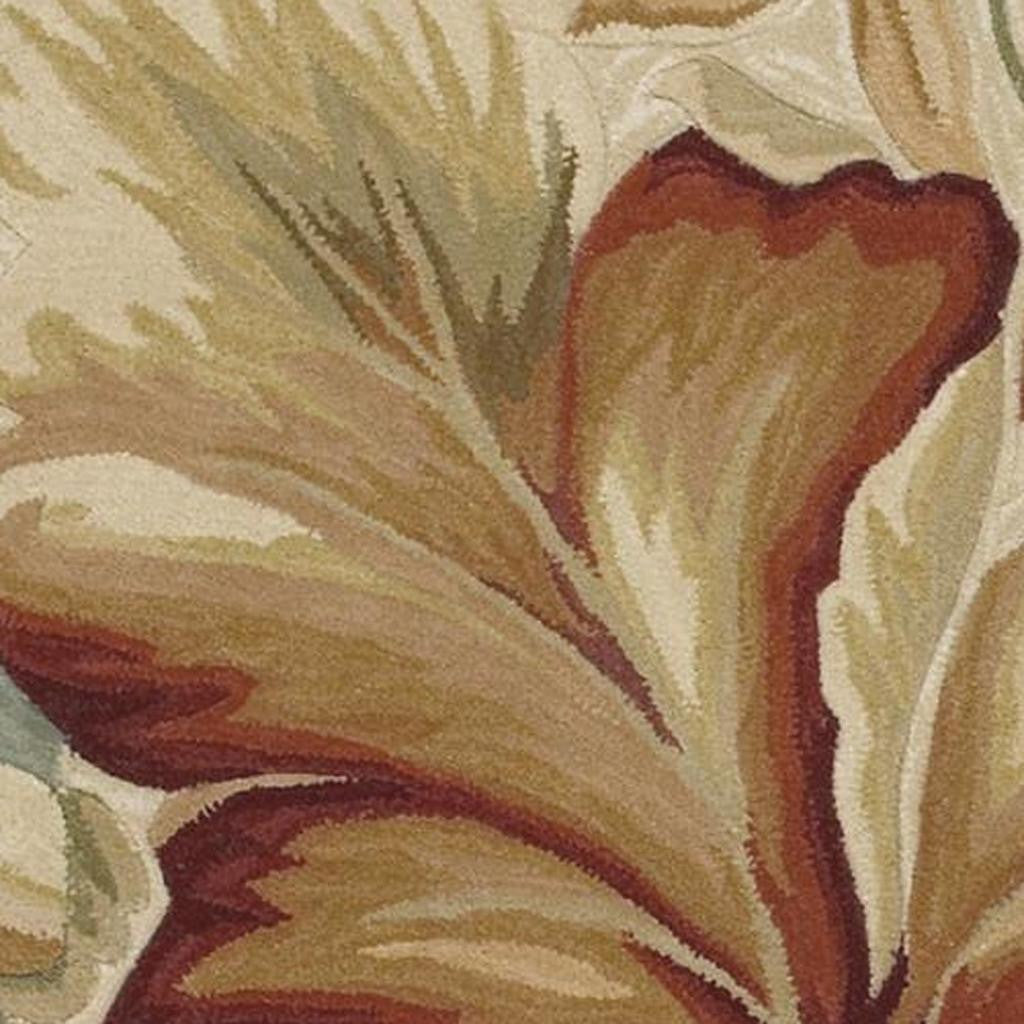 10' Ivory Green And Red Wool Tropical Botanical Hand Tufted Runner Rug-Area Rugs-DECOROLALA