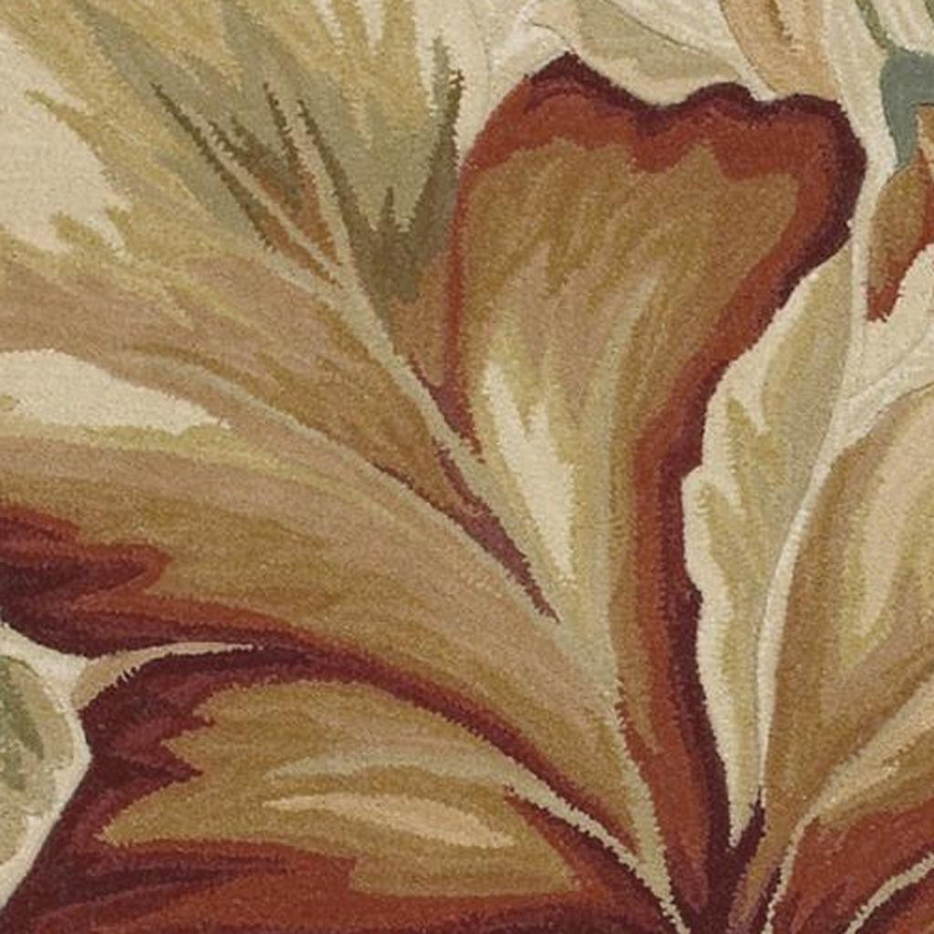 10' Ivory Green And Red Wool Tropical Botanical Hand Tufted Runner Rug-Area Rugs-DECOROLALA