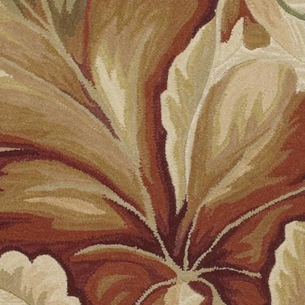 10' Ivory Green And Red Wool Tropical Botanical Hand Tufted Runner Rug-Area Rugs-DECOROLALA