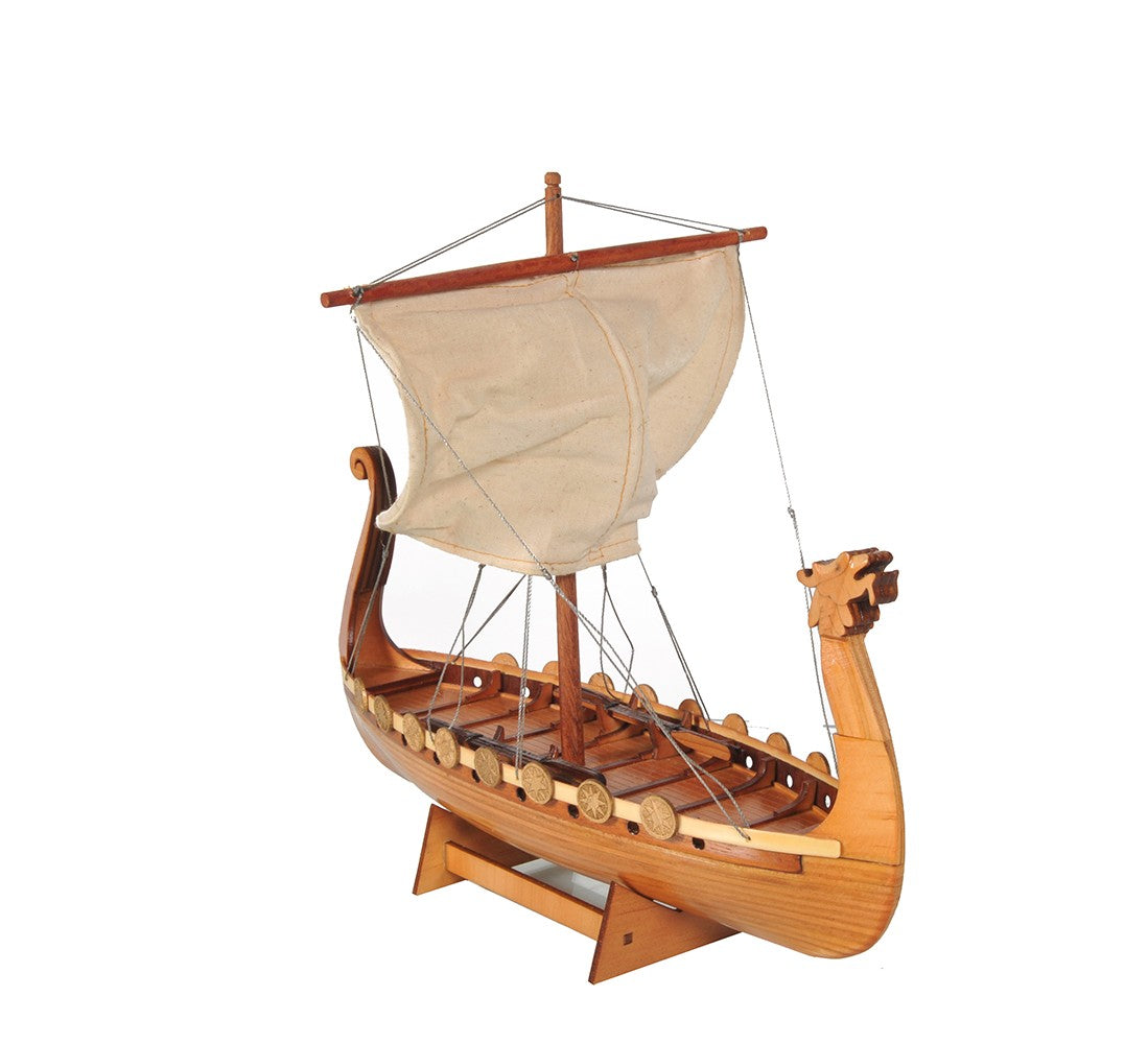 10" Natural Solid Wood Hand Painted Decorative Boat-Sculptures-DECOROLALA