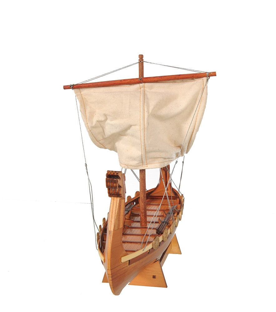 10" Natural Solid Wood Hand Painted Decorative Boat-Sculptures-DECOROLALA