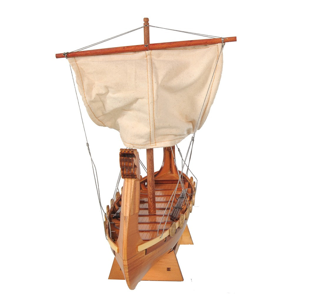 10" Natural Solid Wood Hand Painted Decorative Boat-Sculptures-DECOROLALA