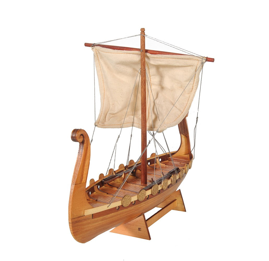 10" Natural Solid Wood Hand Painted Decorative Boat-Sculptures-DECOROLALA