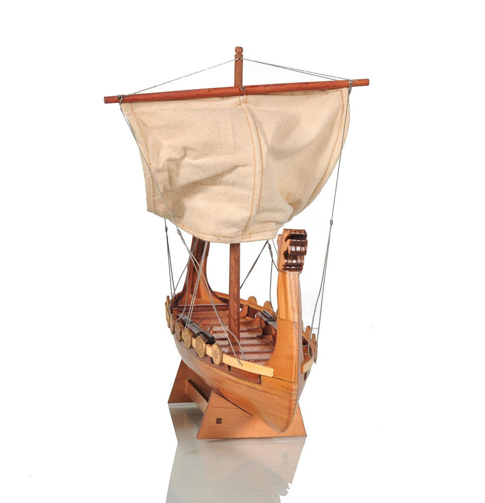 10" Natural Solid Wood Hand Painted Decorative Boat-Sculptures-DECOROLALA