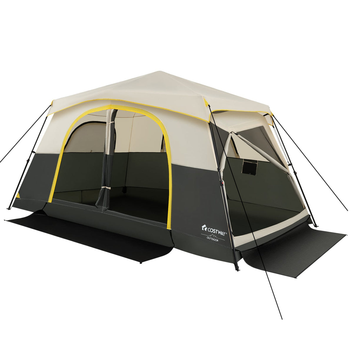 10 Person Instant Cabin Camping Tent with Rainfly 13 ft x 9 ft Portable Large Family Tent-Beige-Tents-DECOROLALA
