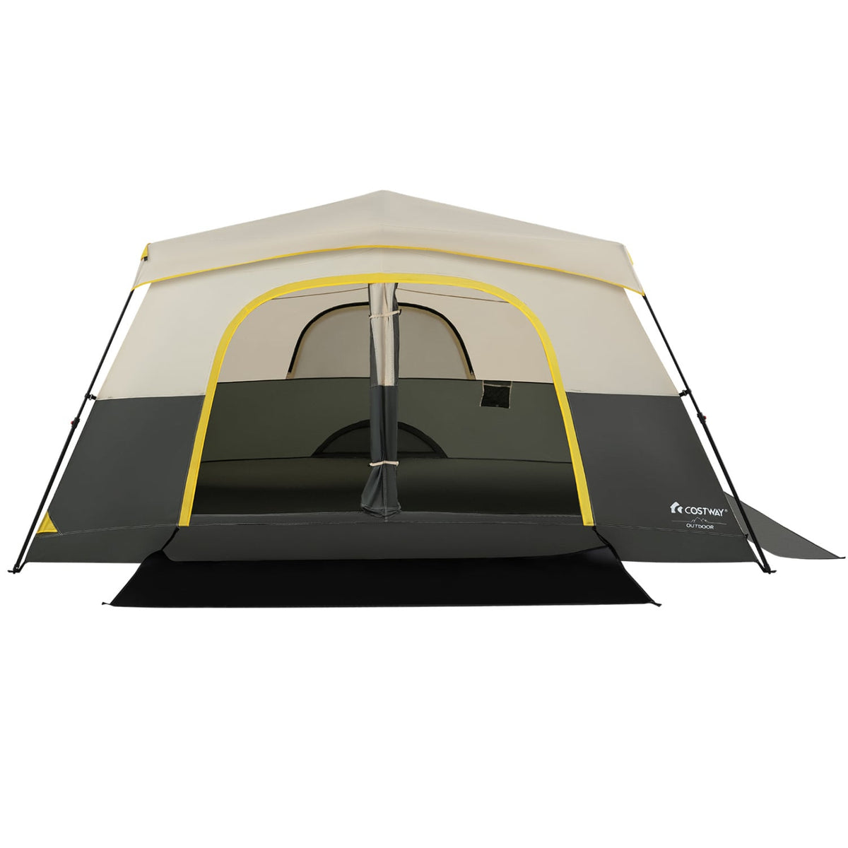 10 Person Instant Cabin Camping Tent with Rainfly 13 ft x 9 ft Portable Large Family Tent-Beige-Tents-DECOROLALA