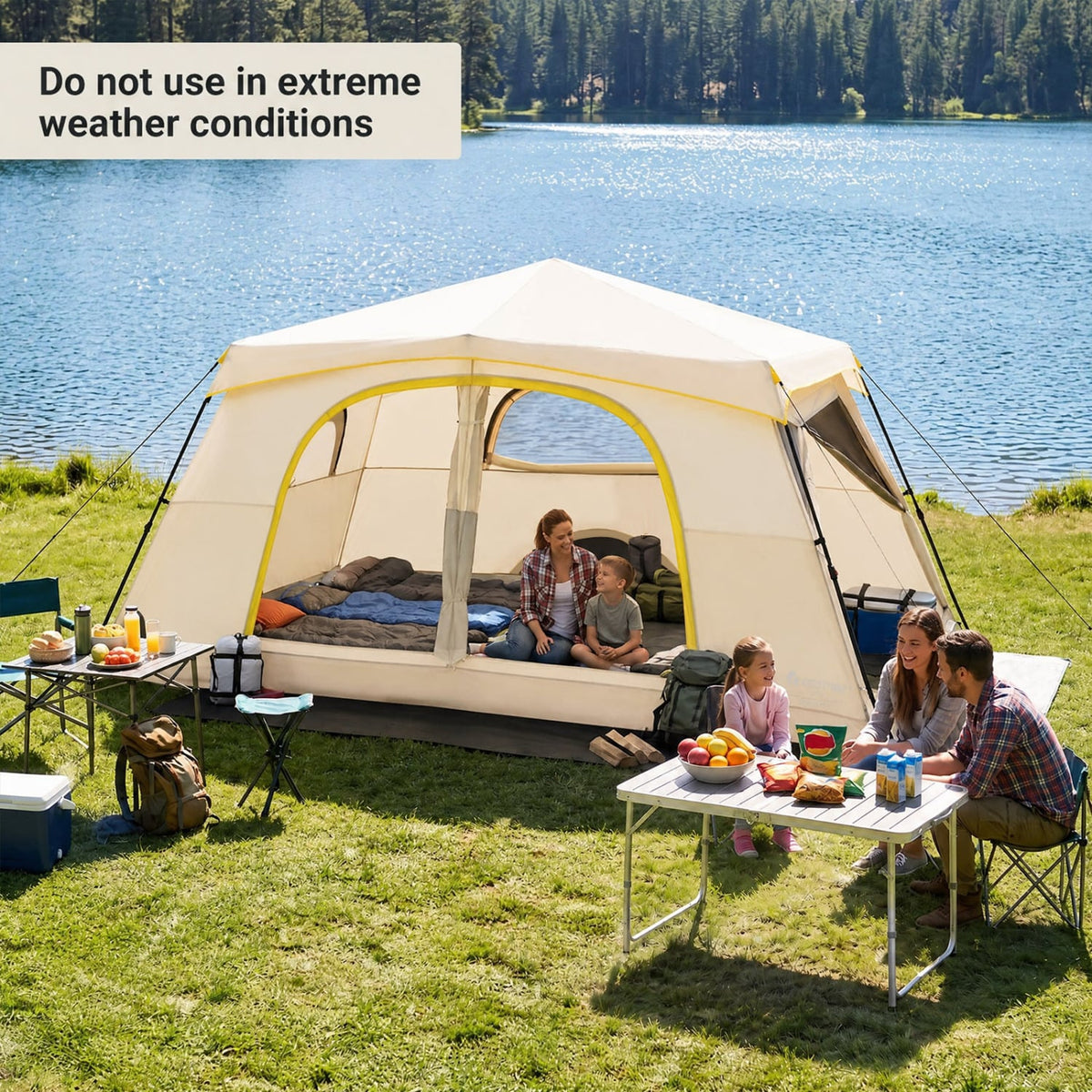 10 Person Instant Cabin Camping Tent with Rainfly 13 ft x 9 ft Portable Large Family Tent-Coffee-Tents-DECOROLALA